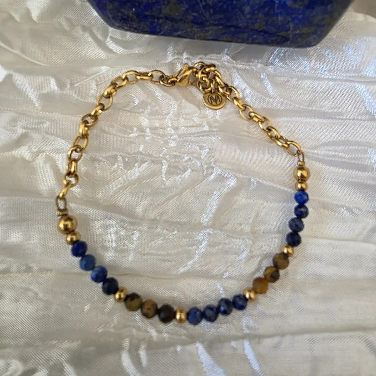 Bracelet Jalya Oeil de tigre et Lapis-lazuli