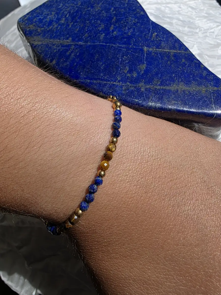 Bracelet Jalya Oeil de tigre et Lapis-lazuli