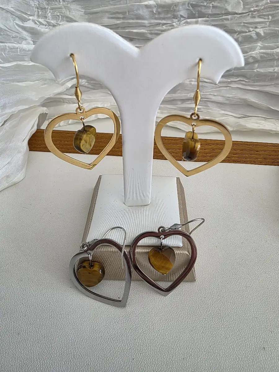 Boucle d'oreilles Amore en oeil de tigre