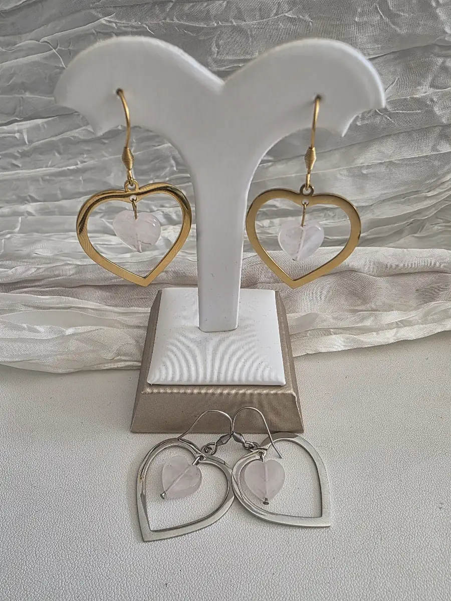 Boucles d'oreilles Amore en Quartz rose